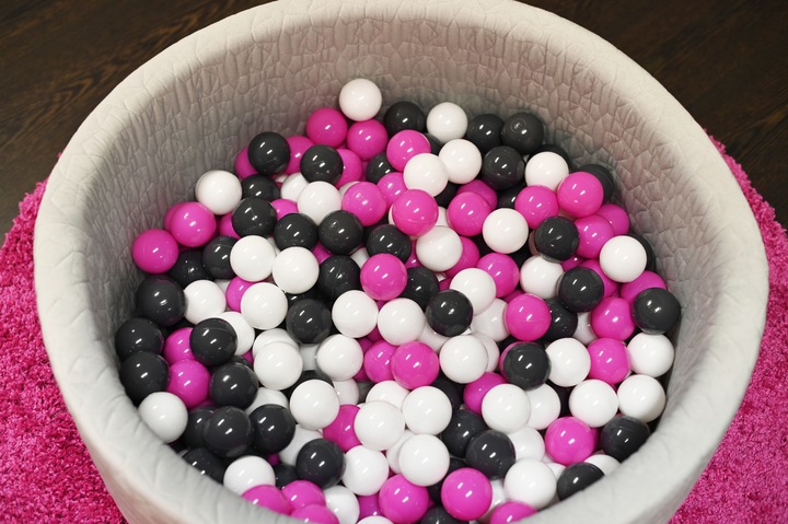 Actual product image Knorrtoys Ball pool soft - "Cosy geo grey" - 300 balls cream/grey/rose (approx. 6cm diameter)