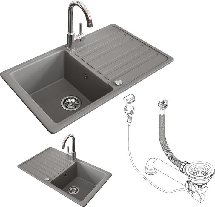 Actual product image Bergström with drying area (Fitted sink with draining board, 46 cm, 76 cm)