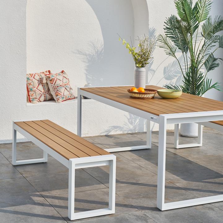 Image du produit Axi Table de jardin Tony avec 2 bancs Blanc avec polywood en teck (190 cm)