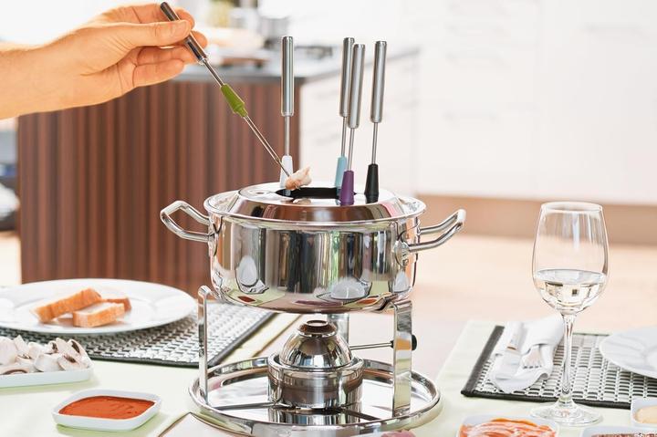 Actual product image Rösle silver fondue set with gas burner 39x27.5x15cm (Cheese fondue, Chocolate fondue)