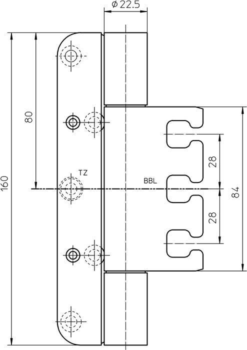 Produktbild Simonswerk Objektband VARIANT VX 7939/160 FD Edelstahl matt (SW 040) 200 kg 22,5 mm DIN links / rechts gefäl...