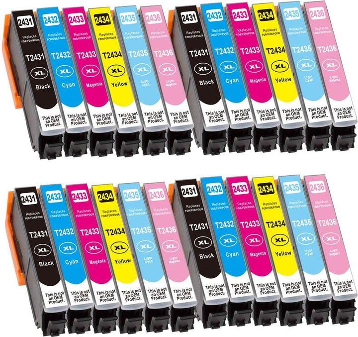 Actual product image Hermex Alternative ink cartridge to Epson 24 XL (M, C, Y, FC, LM, LC)