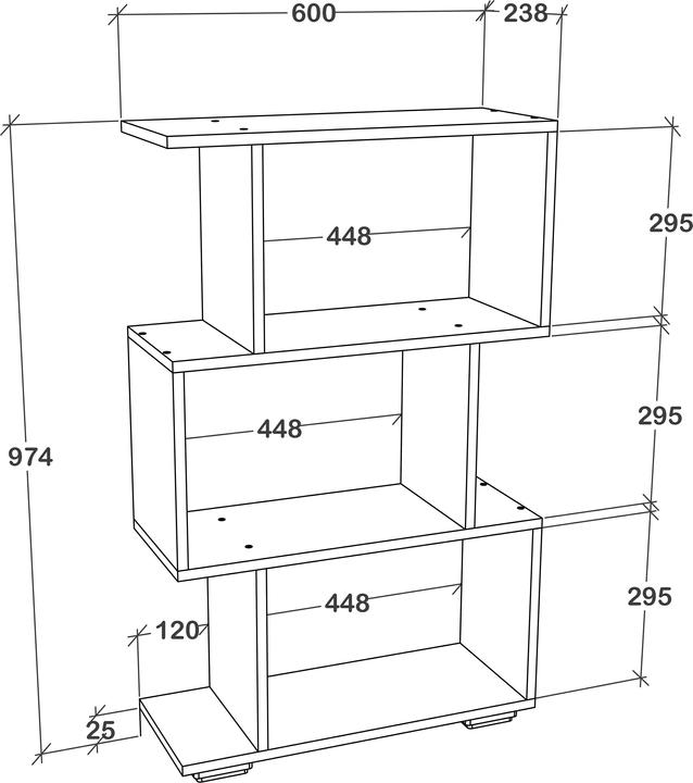 Produktbild VCM Holz Raumteiler Stand Regal Bücherregal Deko Bücher Standregal Palusa M (60 x 24 x 97 cm)
