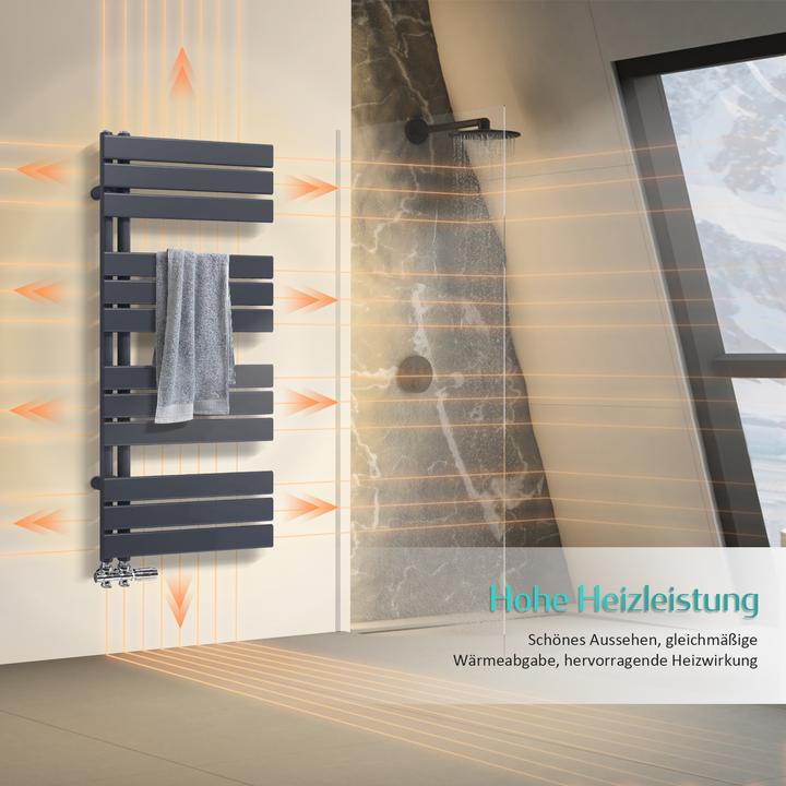 Actual product image Emke Bathroom Radiator Towel Rail Adjustable Temperature Control 100x40cm Black 456W