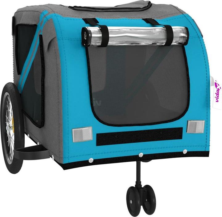 Actual product image vidaXL Fahrradanhänger Hunde Blau und Grau Oxford-Gewebe und