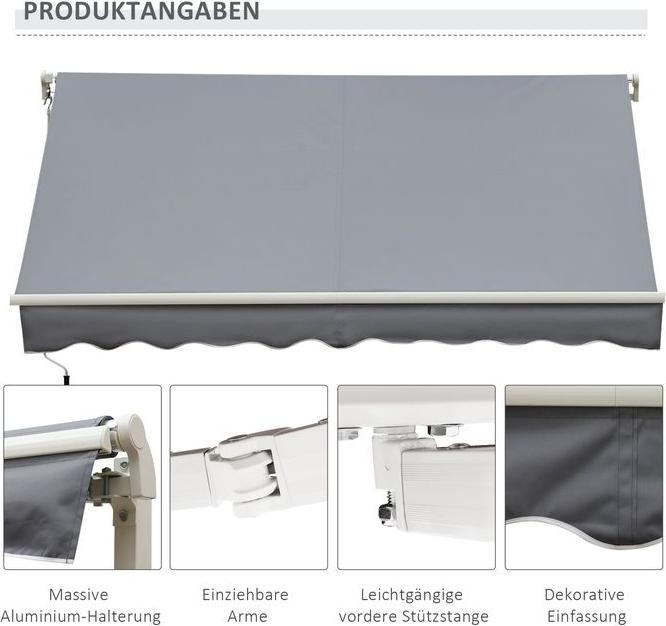 Immagine prodotto Swisshandel24 tenda da sole manuale a bracci pieghevoli per balcone 4m con manovella protezione solare montaggio (2.45 m)