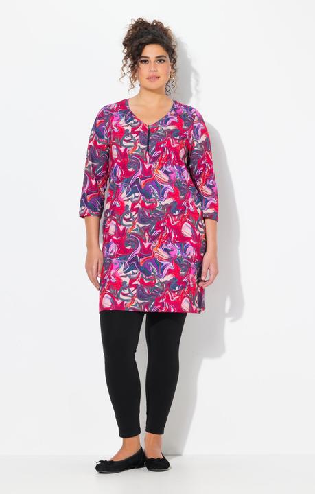 Produktbild Ulla Popken Longshirt, Batikmuster, Zipper, A-Linie, 3/4-Arm (50, 52)