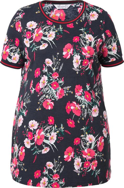 Image du produit Miamoda T-shirt, motif floral. Manches courtes, bords-côtes à rayures (60)