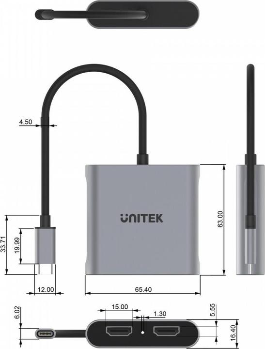 Produktbild Unitek USB Typ-C zu (HDMI, 6.30 cm)