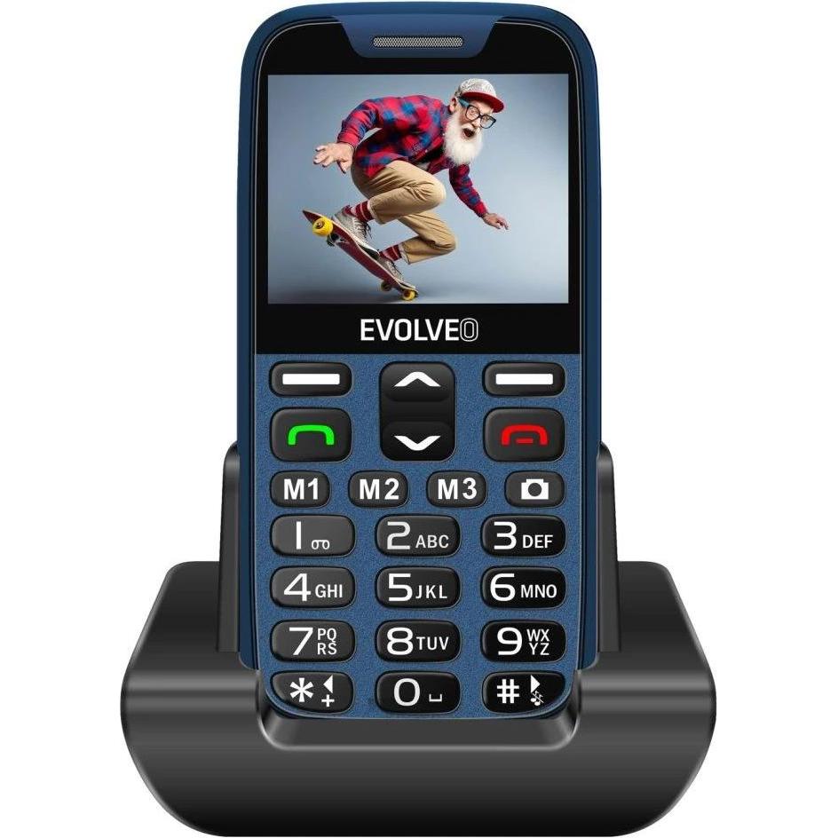 Evolveo EasyPhone XR, mobilní telefon pro seniory s nabíjecím stojánkem, modrá (2G), Tastenhandy, Blau
