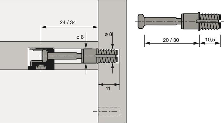 Produktbild Hettich Schnellmontagedübel Rapid S zu Rastex 15 (Einpressdübel, 1 Stk.)