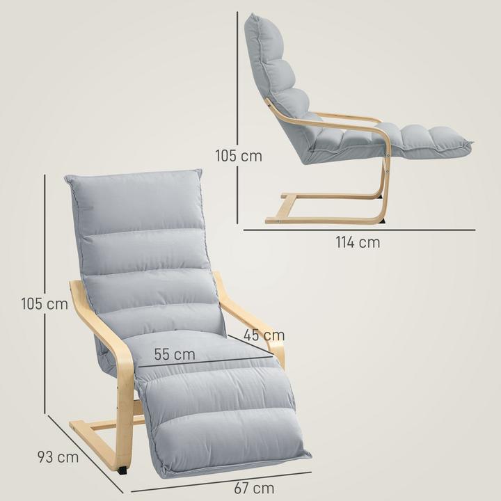 Immagine prodotto Homcom Lounge-Sessel Polyester, Birkenlaminat Hellgrau