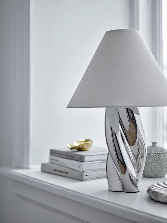 Actual product image Bloomingville - Silva Table Lamp - Silver - Stoneware (E27)