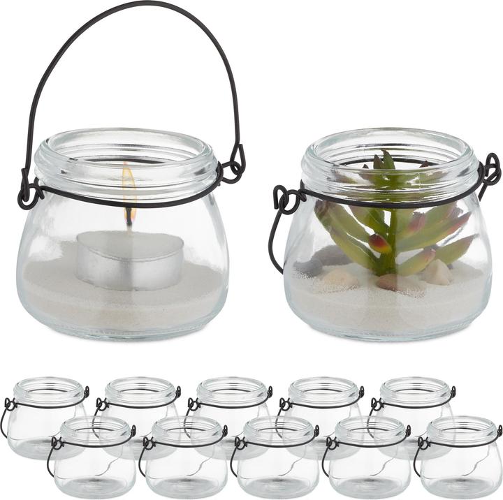 Produktbild Relaxdays 12x Windlicht (12 x, 9 x 7.5 x 11.5 cm)