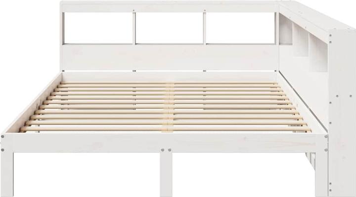 Produktbild vidaXL Massivholzbett mit Regal ohne Matratze Weiss 150x200 cm Kiefer (150 x 200 cm)