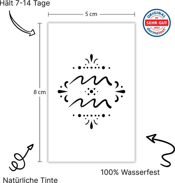 minink Temporäres Tattoo: Sternzeichen Wassermann in kalligrafischer Schrift