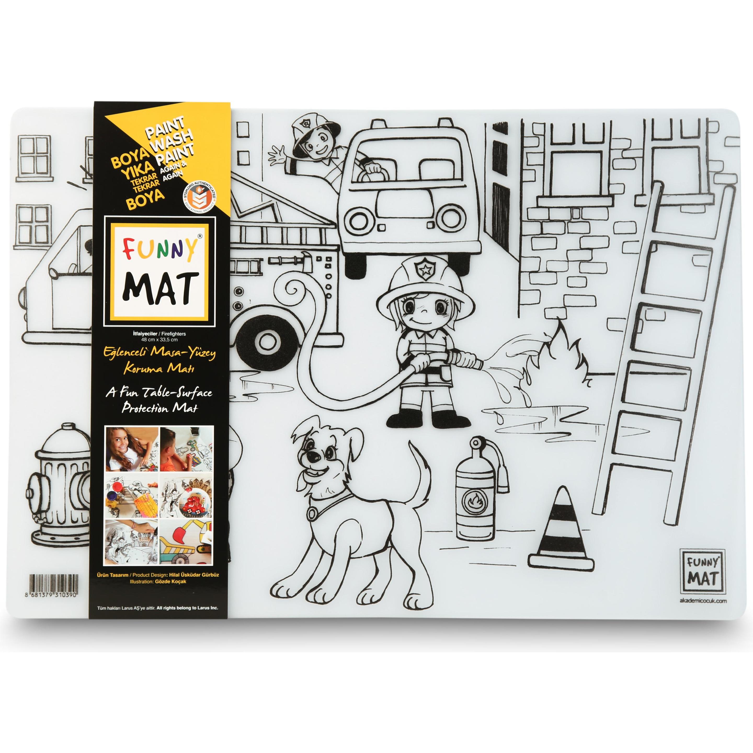 Thumbnail - Funny Mat, Unterlage, Abwaschbare Malmatte Feuerwehrleute (48 x 33.5 cm)