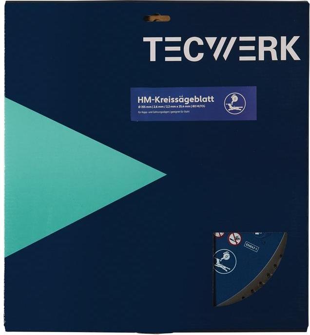 Immagine prodotto Tecwerk Handkreissägeblatt Aussen-Ø 355 mm Zähnezahl 80 HLTCG Bohrung 25,4 mm Schnittbreite 2.6 mm