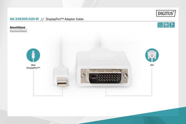 Produktbild Digitus Mini DisplayPort — DVI (2 m, DVI, DisplayPort)