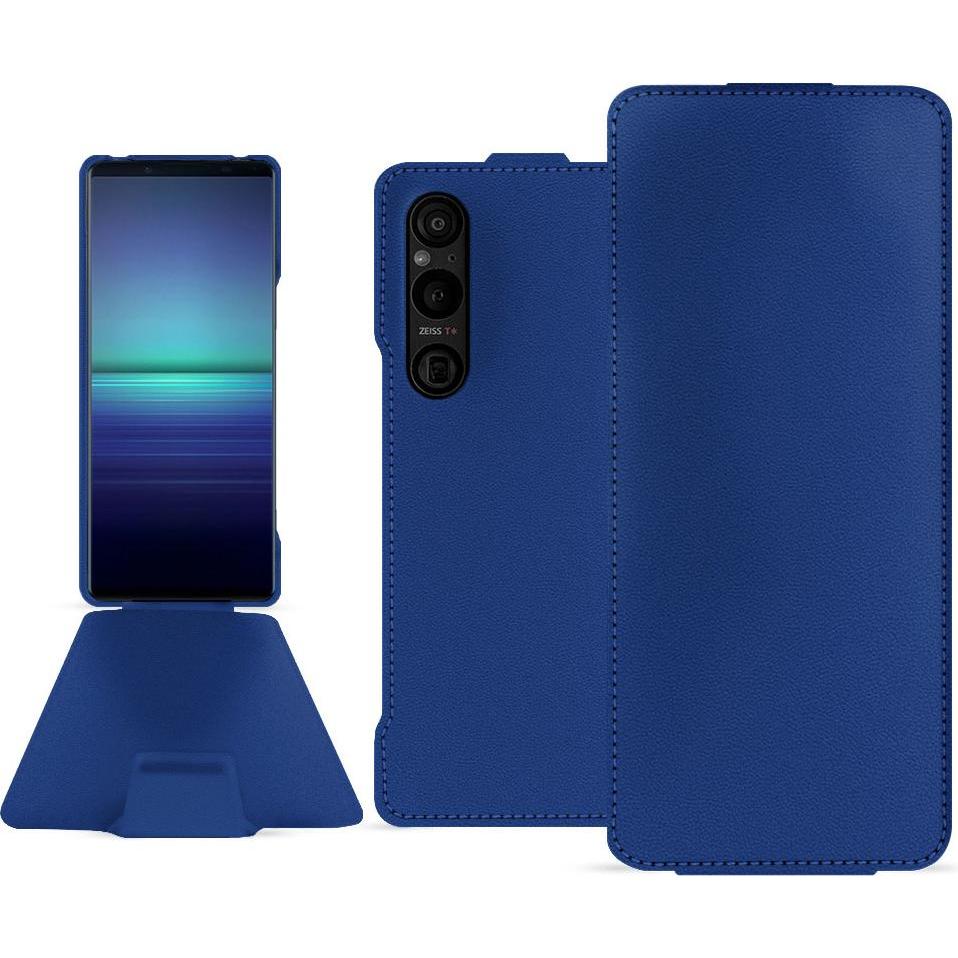 Noreve Lederschutzhülle vertikal (Sony Xperia 1 V), Smartphone Hülle, Blau