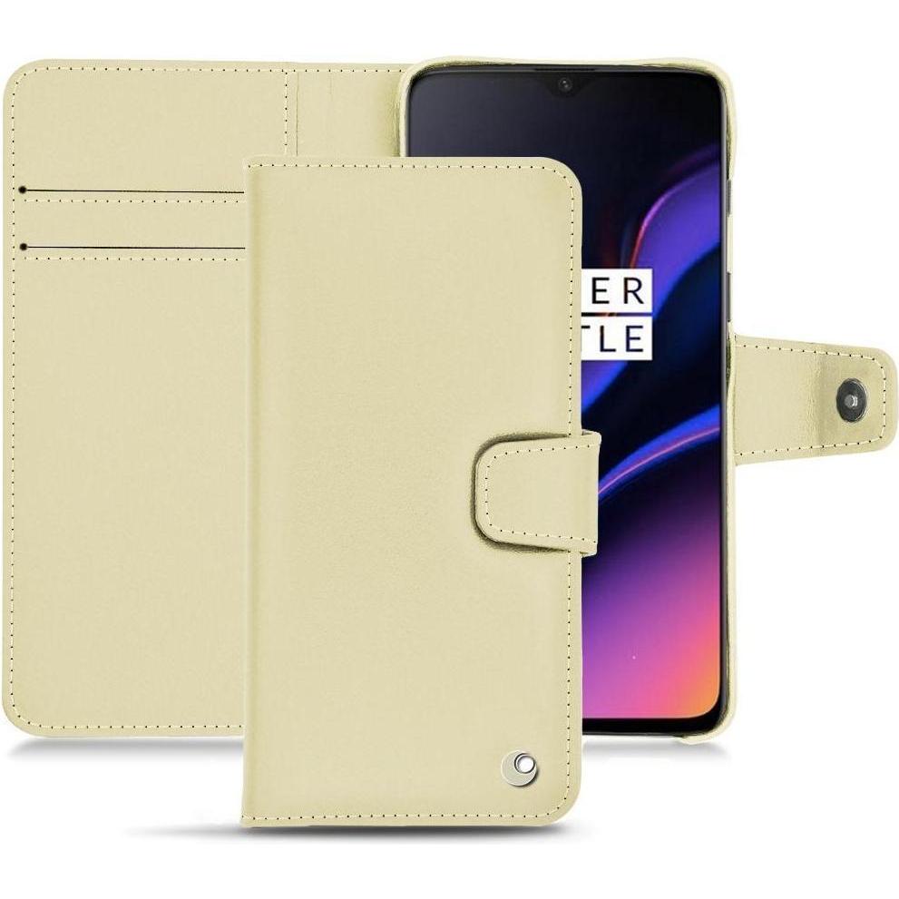 Noreve Lederschutzhülle Wallet (OnePlus 6T), Smartphone Hülle, Beige