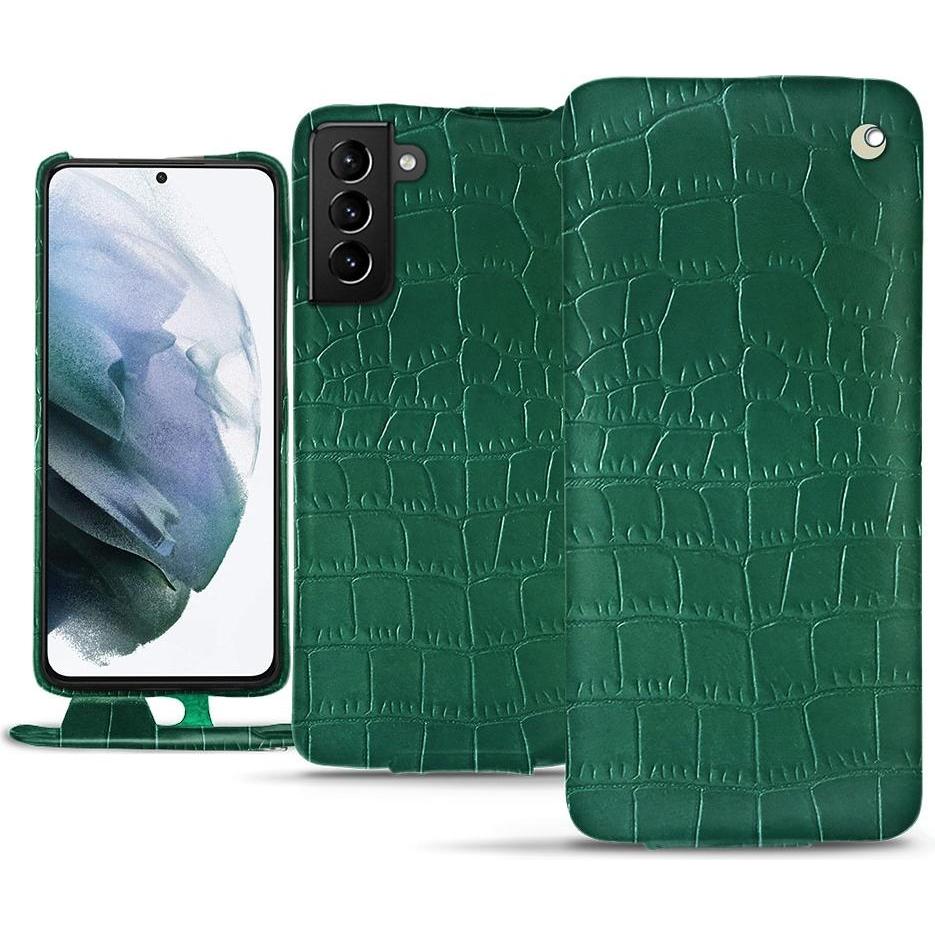 Noreve Lederschutzhülle vertikal (Samsung Galaxy S21+), Smartphone Hülle, Grün