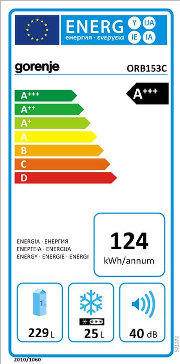 Energie-Label Gorenje ORB 153 C Kühlschrank 154 cm (260 l)