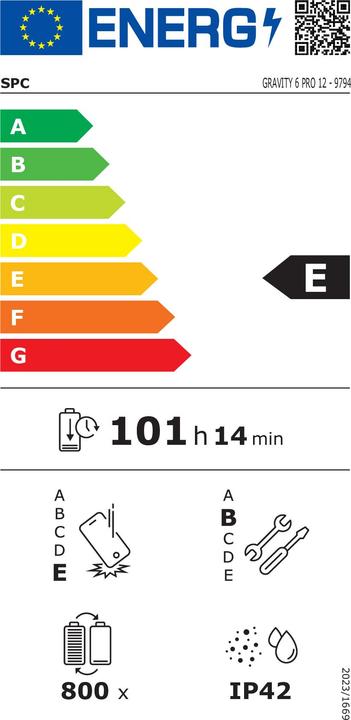 Etichetta energetica SPC Gravity Pro (4G, 12", 256 GB, Bianco)