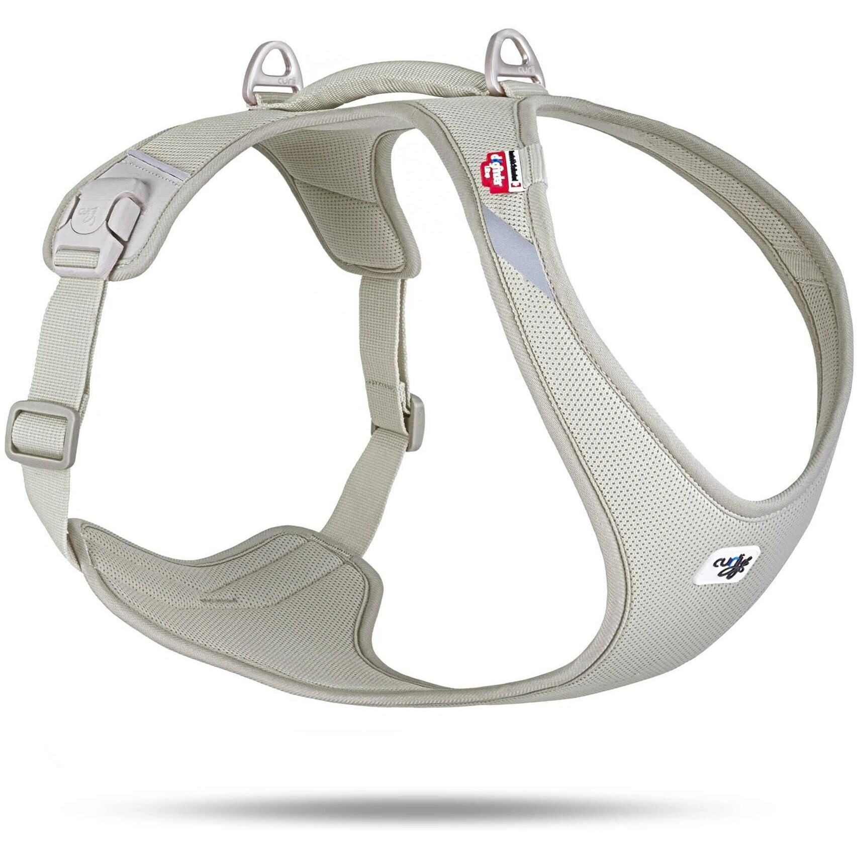 Curli Pettorina per cani Belka Comfort Tutta nuova Grigio chiaro 4XL (4XL, Cane, Generale), Collare + Guinzaglio