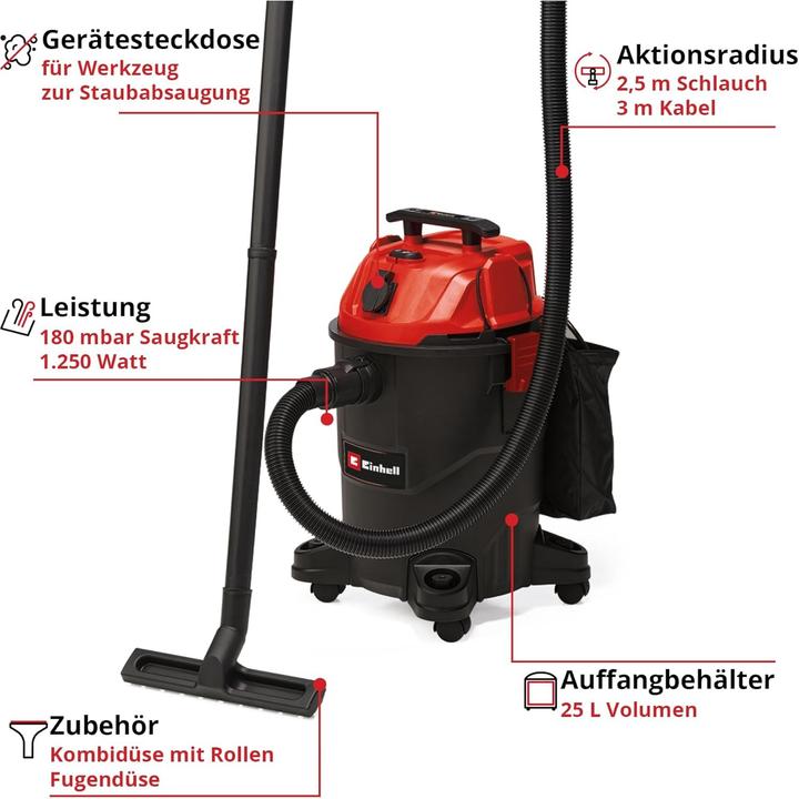 Produktbild Einhell TC-VC 1825 A 2342485 Nass-/Trockensauger 25 l (Nass-Trockensauger)