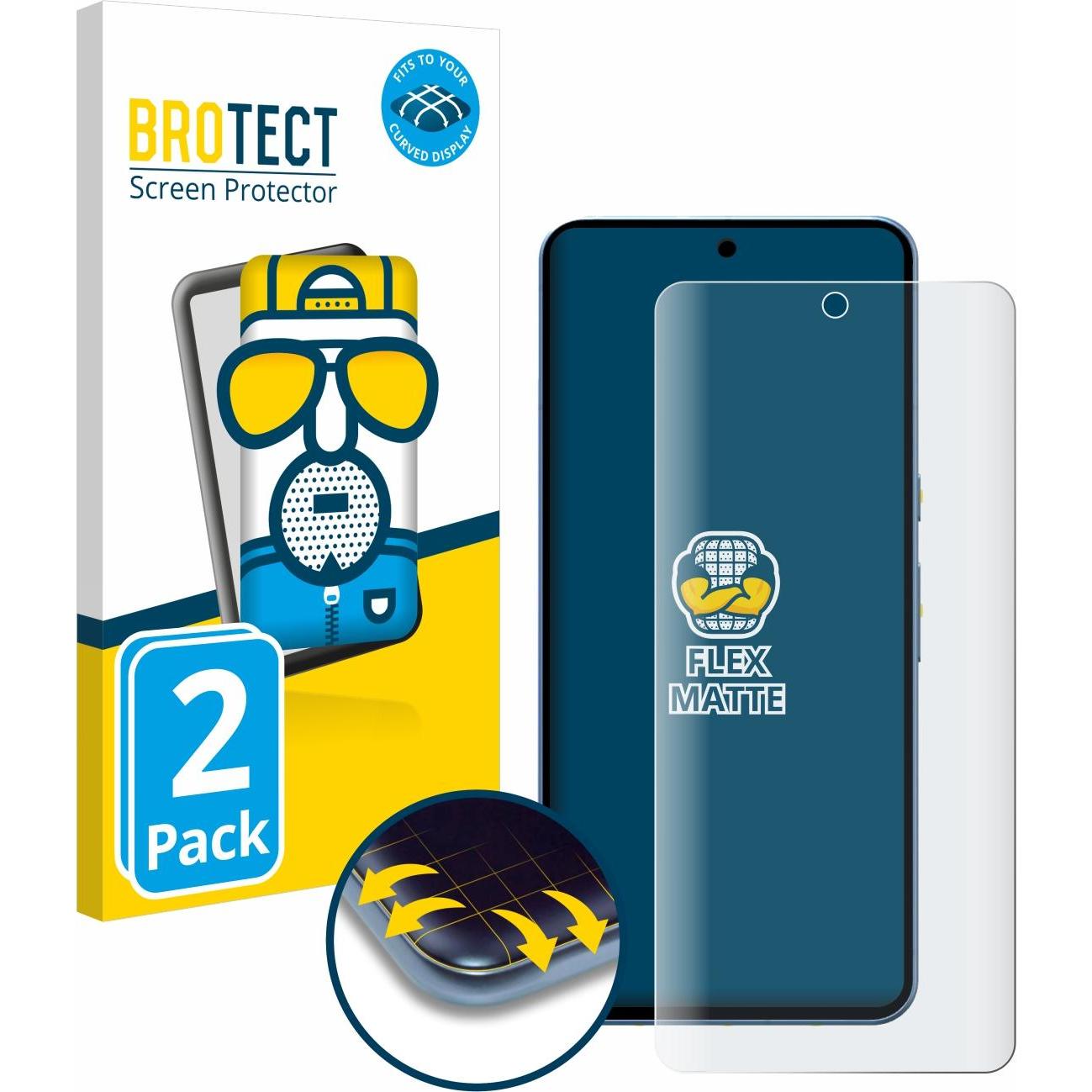 BROTECT Full-Cover Displayschutz Matt (2 Stück, Google Pixel 8 Pro), Smartphone Schutzfolie, Grau