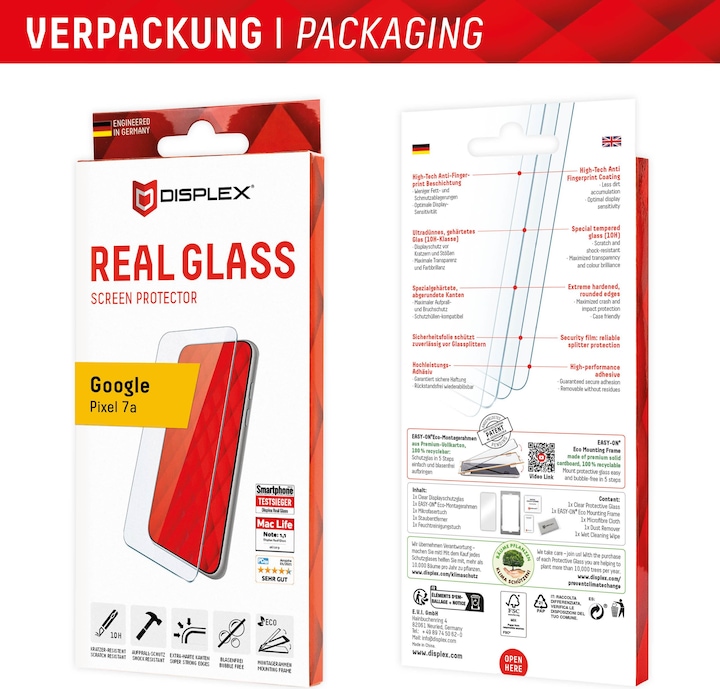 Productafbeelding Displex Real Glass, 2D Panzerglas (1 Stuk, Google Pixel 7a)