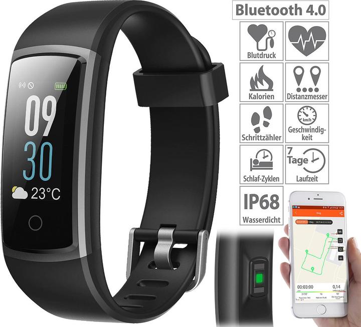 Produktbild Newgen medicals Fitness-Armband mit Puls- & Blutdruck-Anzeige