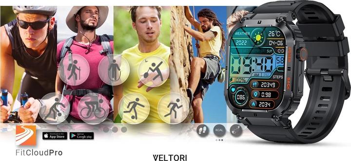 Actual product image Giewont Veltori VT200-1 Smartwatch, schwarzes Silikonarmband