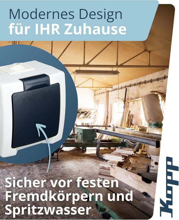 Produktbild Kopp Nautic Aufputz-Feuchtraum Steckdose 1-fach mit Klappdeckel + Berührungsschutz