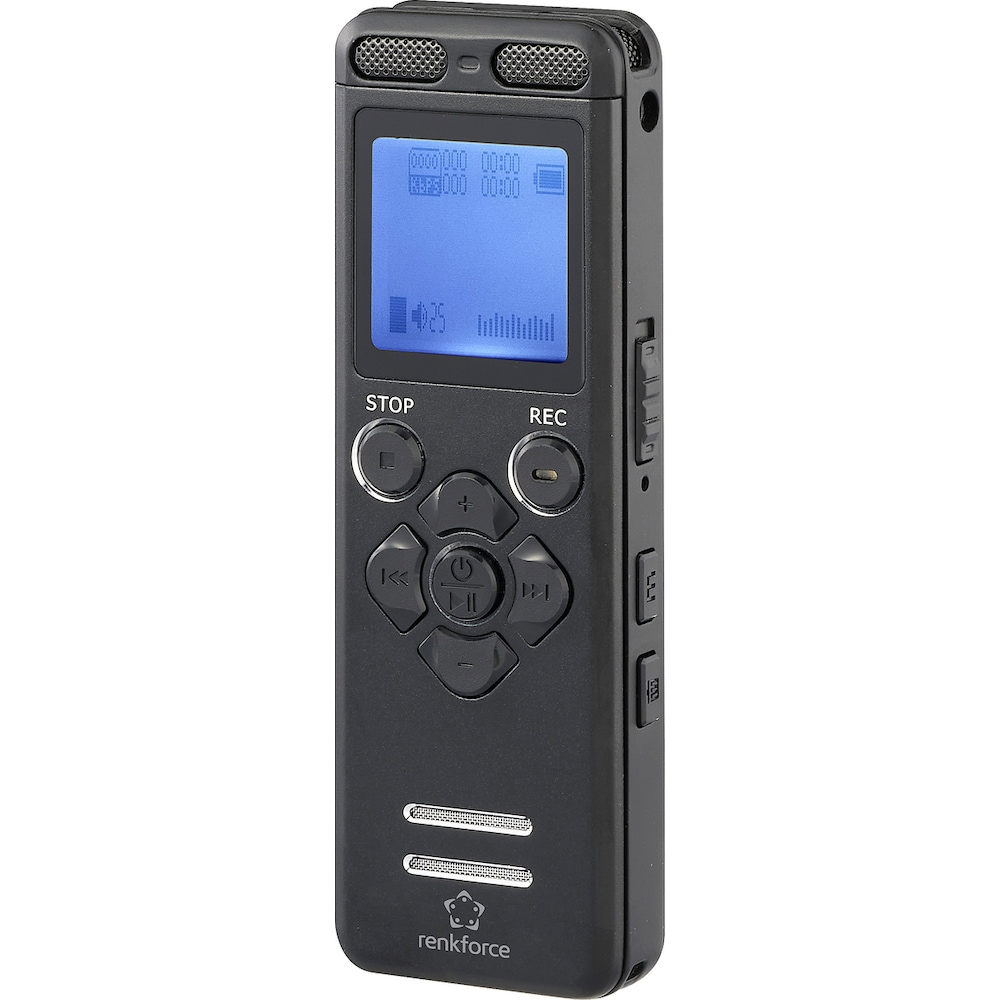 Renkforce RF-DVR-E36 Digitales Diktiergerät Aufzeichnungsdauer (max.) 70 h Schwa (8 Go), Dictaphone, Noir