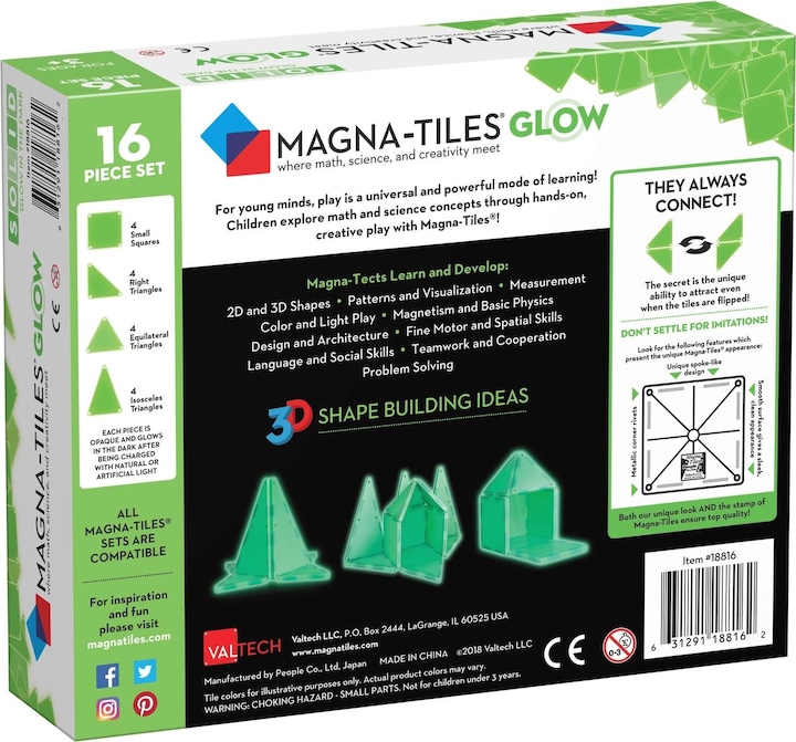 Actual product image Magna-Tiles Glow in the Dark Set (16 pieces)