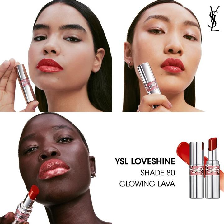 Actual product image Yves Saint Laurent Loveshine Rouge Volupte Shine Lipstick 80 (80 Glowing lava)