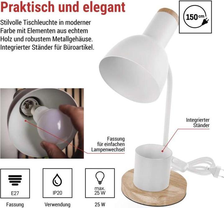Produktbild Emos Schreibtischlampe POPPY, weiss (E27)