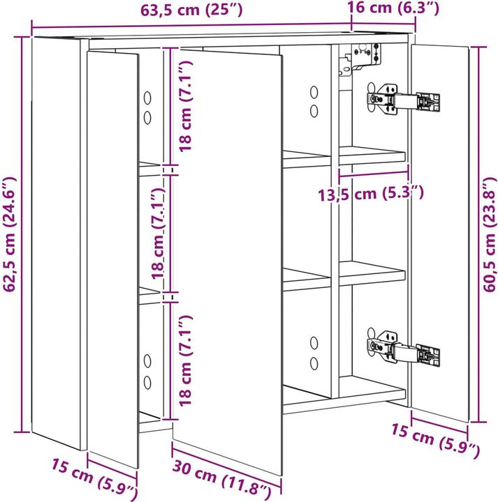 Actual product image vidaXL Badezimmerschrank (16 x 16 x 62.50 cm)