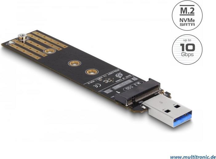 Immagine prodotto Delock Convertitore combinato per SSD M.2 NVMe PCIe o SATA con USB 3.2 Gen 2