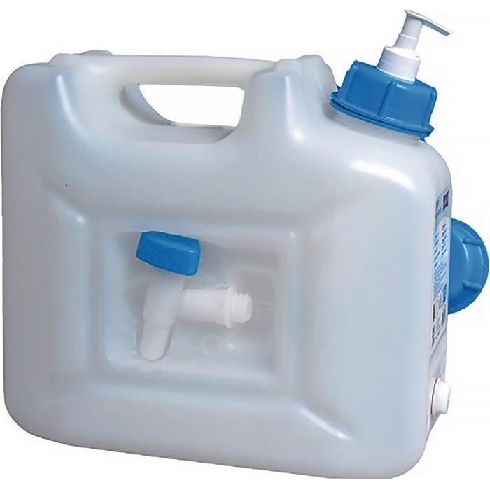 Hünersdorff, Garagenausstattung, Wasserkanister 12 l HDPE mit Ablasshahn + Pumpspender H310x165xT350mm