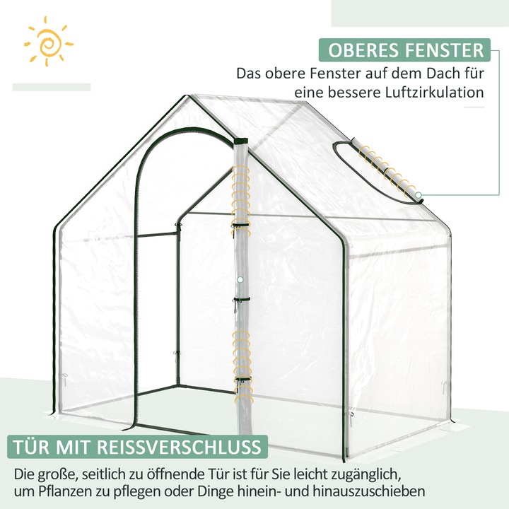 Produktbild Outsunny Foliengewächshaus mit Oberfenster