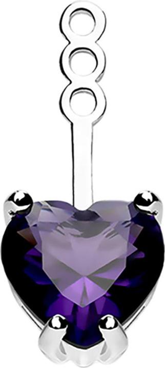 Actual product image Star Piercing Earring Ear Jacket silver with crystal heart tanzanite (Brass)