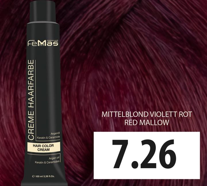Produktbild FemMas 7.26) Haarfarbe Mıttelblond Vıolett Rot 100ml (Mıttelblond Vıolett Rot 100ml)