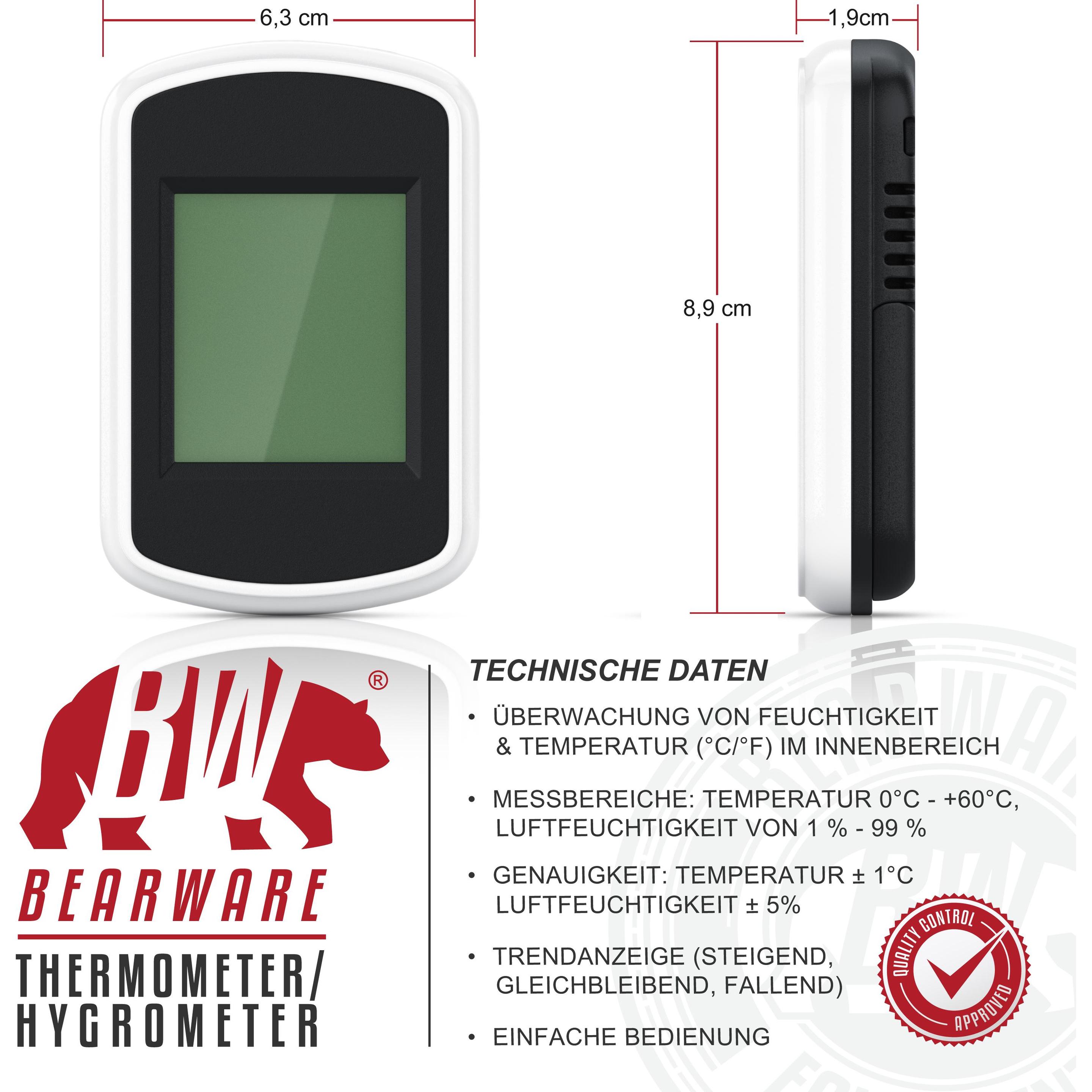 Thumbnail - Bearware Wetterstation, Innenwetterstation, Thermometer Hygrometer, Temperatur und Luftfeuchtigkeit Messgerät, Wettersta...