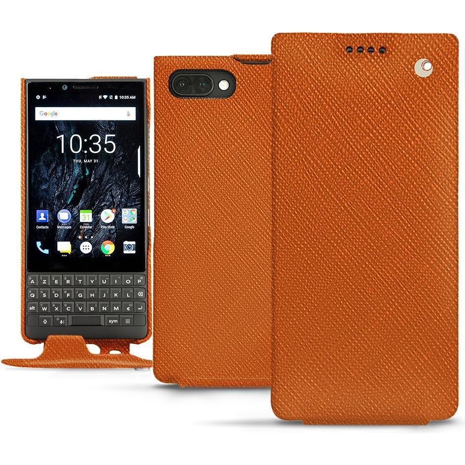 Noreve Lederschutzhülle vertikal (Blackberry KEY2), Smartphone Hülle, Orange