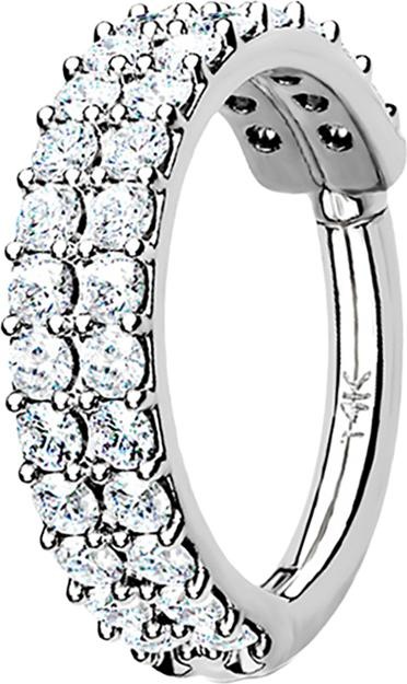 Actual product image Star Piercing Micro Segment Ring hinged 14k white gold double line with crystals (without brass, 14k gold)