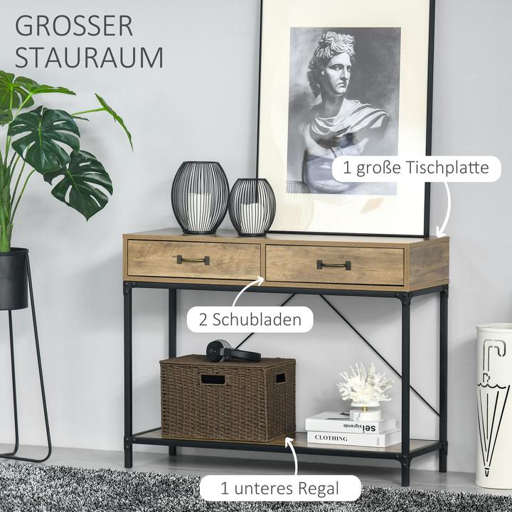 Image du produit Homcom Table console avec 2 tiroirs (100 x 35 x 76.5 cm)