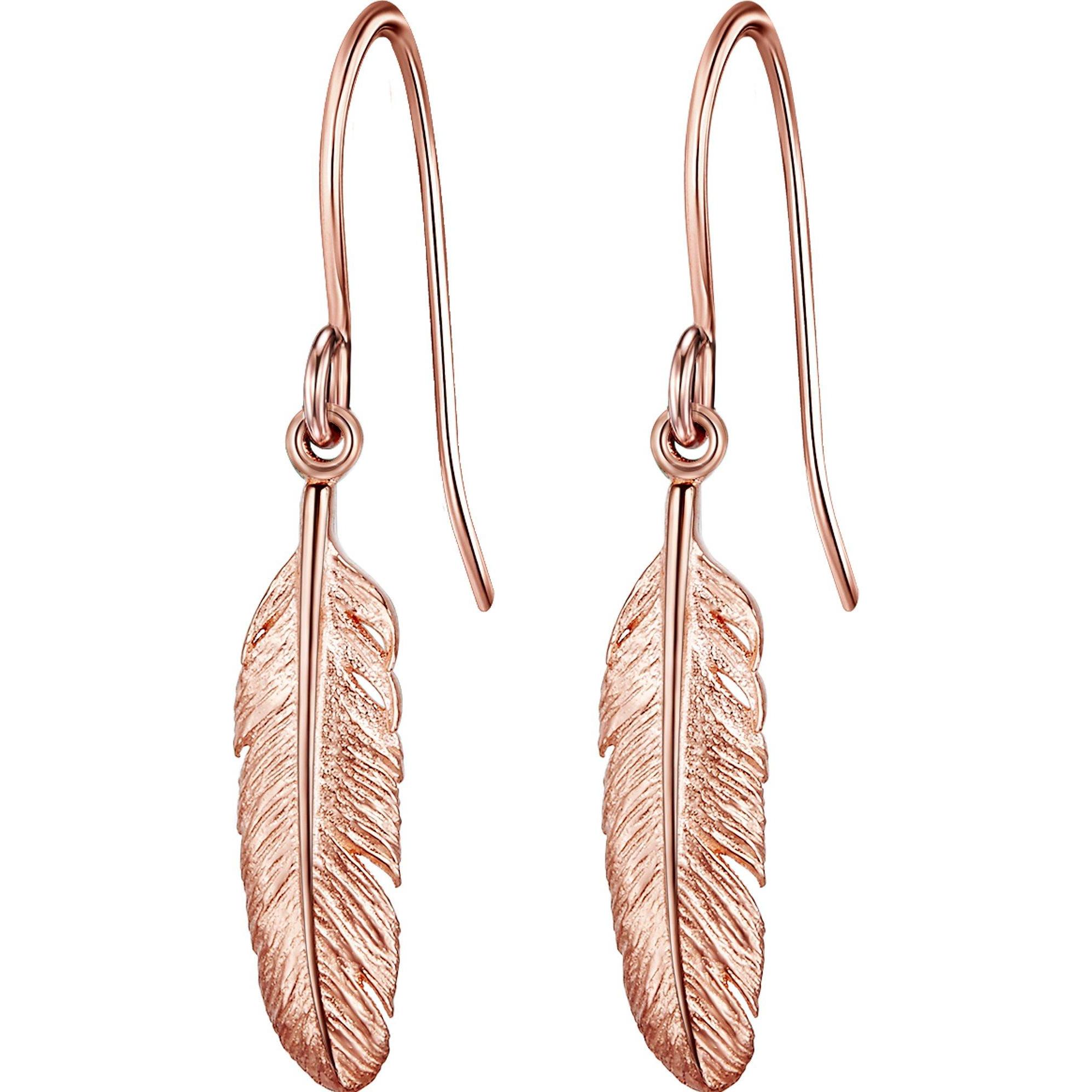 Glanzstücke München, Ohrringe, Damen Feder Sterling Silber roségold - 8194, (Sterling Silber)